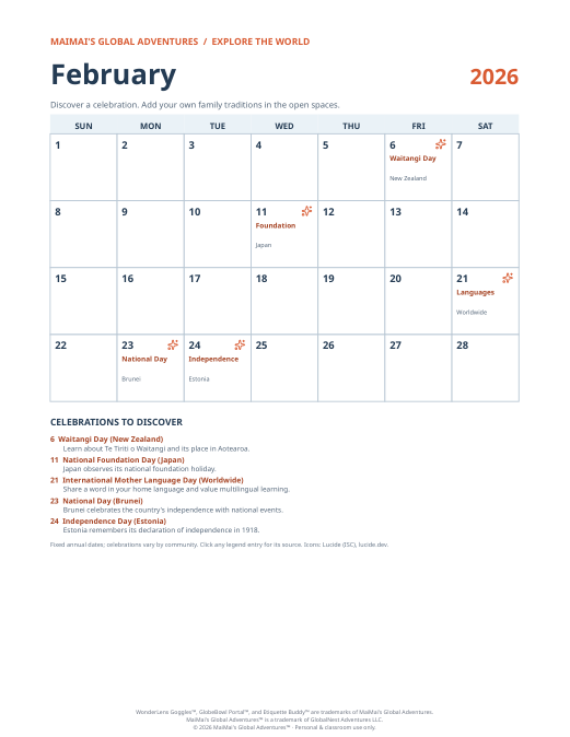 PDF preview: February 2026 Cultural Calendar