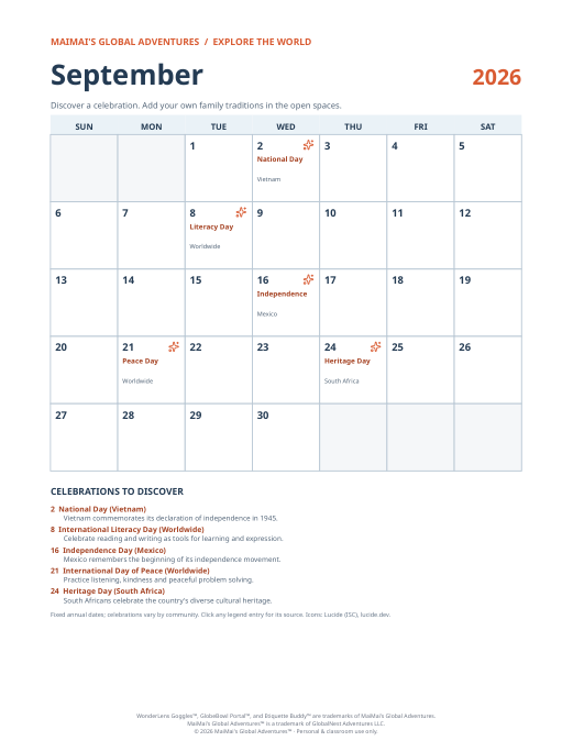 PDF preview: September 2026 Cultural Calendar