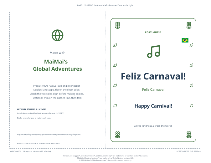 PDF preview: Feliz Carnaval — Happy Carnival
