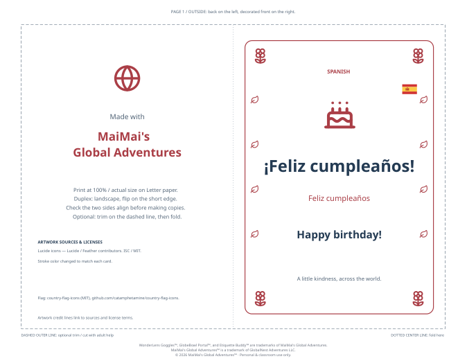 PDF preview: Feliz Cumpleaños — Happy Birthday