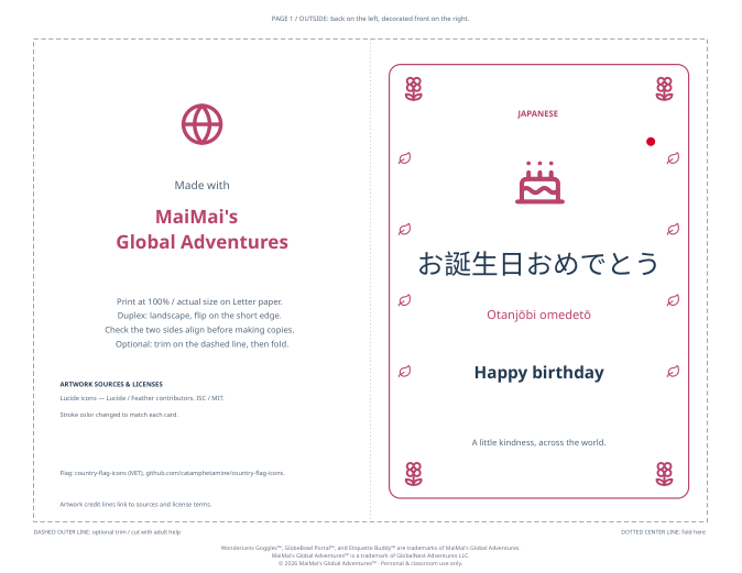PDF preview: Japanese Happy Birthday