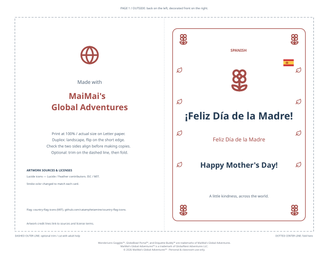 PDF preview: Feliz Día de la Madre — Happy Mother's Day