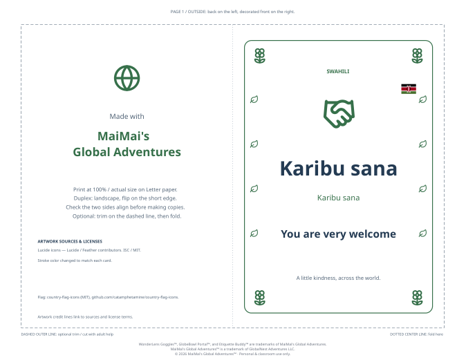 PDF preview: Karibu Sana — You Are Very Welcome