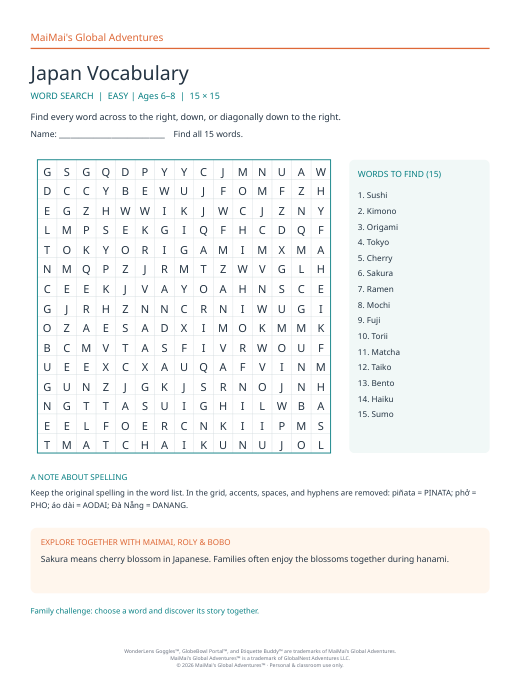 PDF preview: Japan Vocabulary