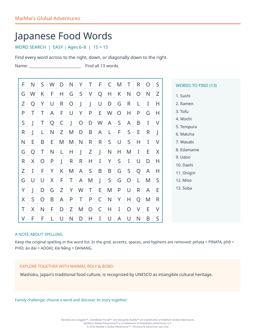 PDF preview: Japanese Food Words