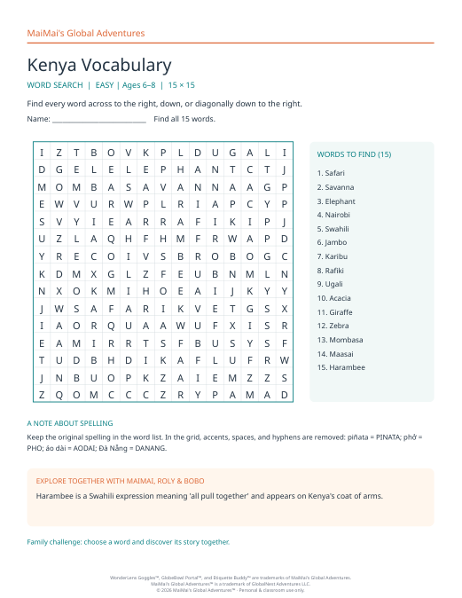 PDF preview: Kenya Vocabulary