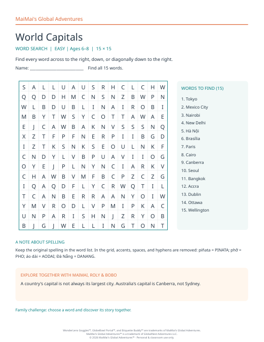 PDF preview: World Capitals