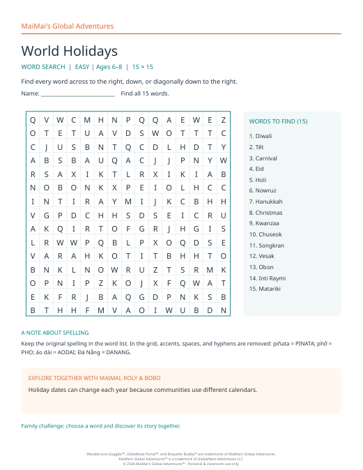 PDF preview: World Holidays