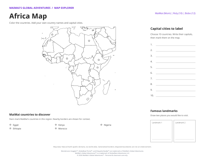 PDF preview: Africa Map