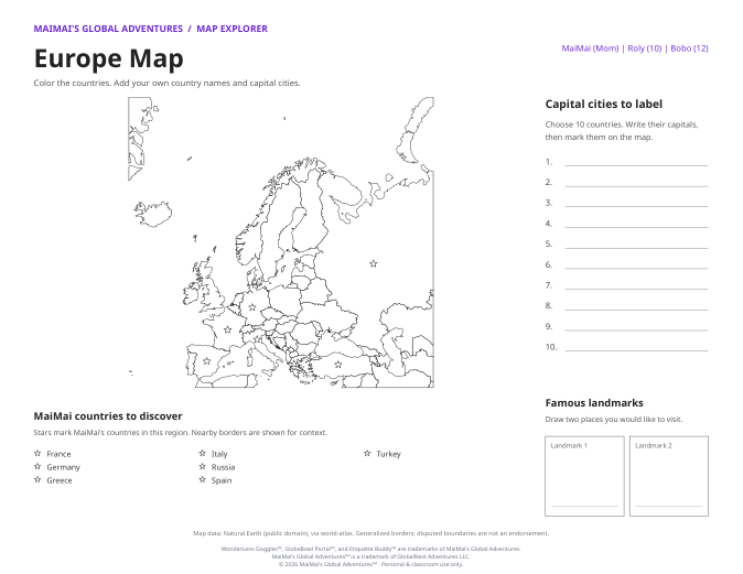 PDF preview: Europe Map