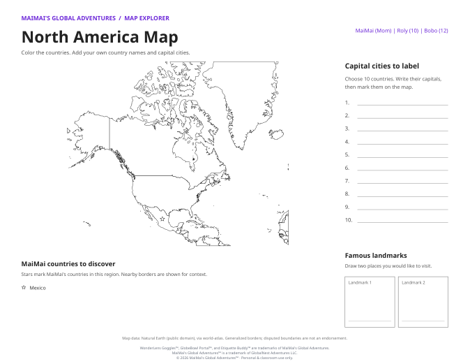 PDF preview: North America Map
