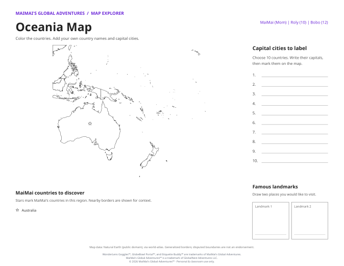 PDF preview: Oceania Map