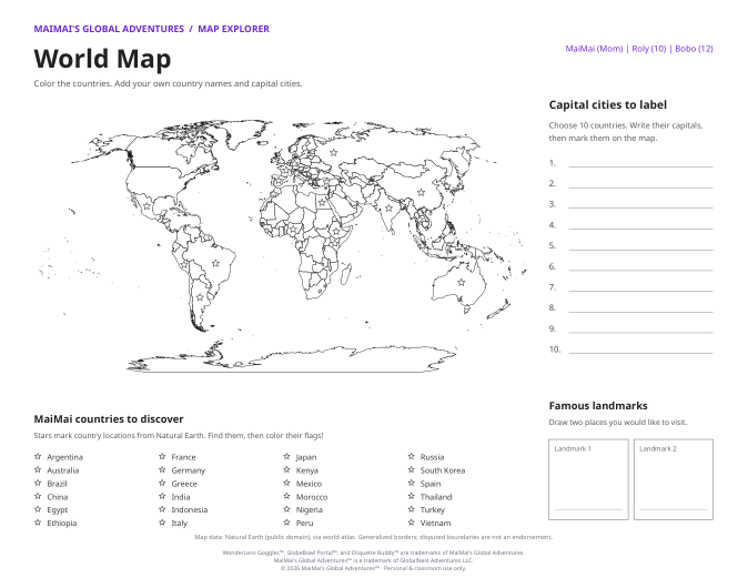 PDF preview: World Map